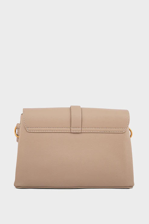 Beige handbag on a light beige background
