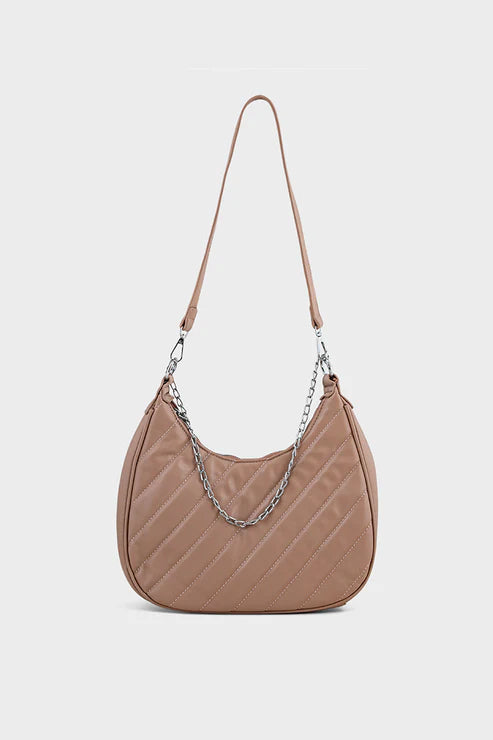 Beige Hobo Handbag BS2073 – Women’s PU Leather Slouchy Bag