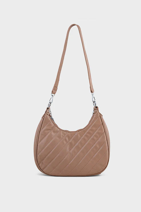 Beige Hobo Handbag BS2073 – Women’s PU Leather Slouchy Bag