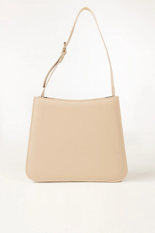 Beige handbag on a white background