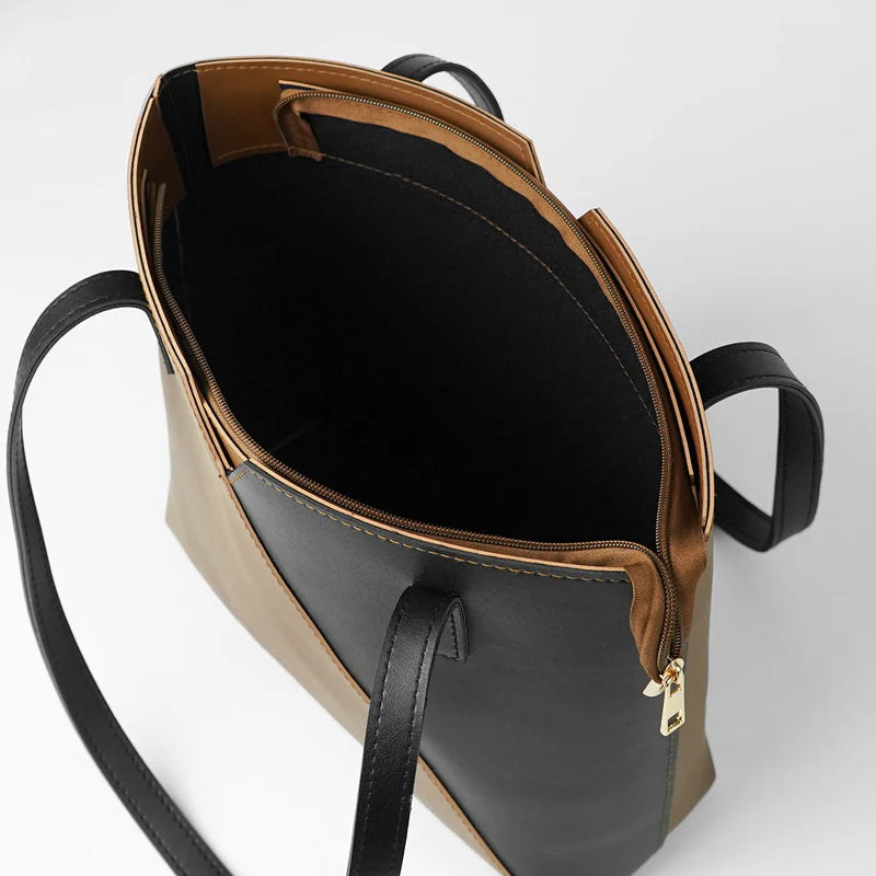 Criss Cross Bag Brown & Black – Double Strap Shoulder Tote for Women
