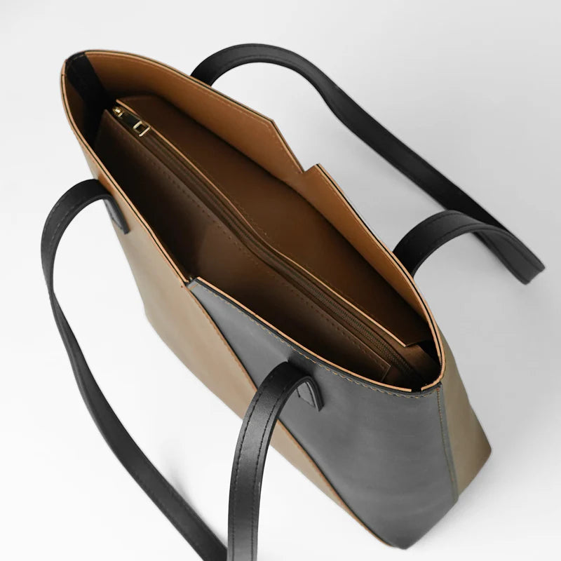 Criss Cross Bag Brown & Black – Double Strap Shoulder Tote for Women