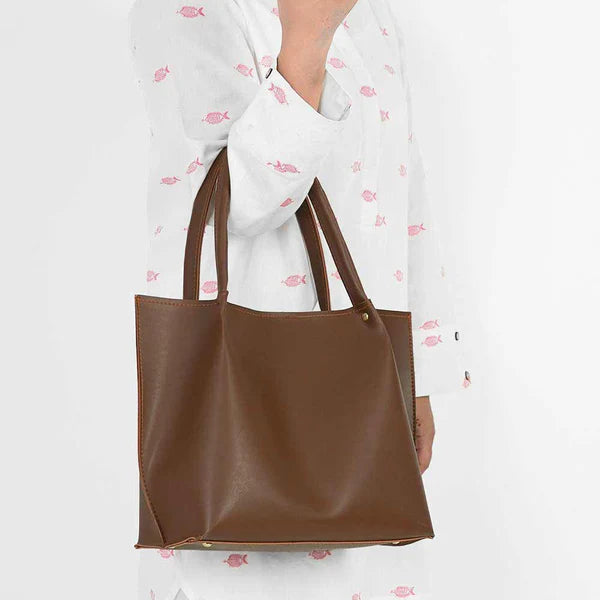 Brown Daily Tote Bag – Spacious Everyday Shoulder Bag for Women