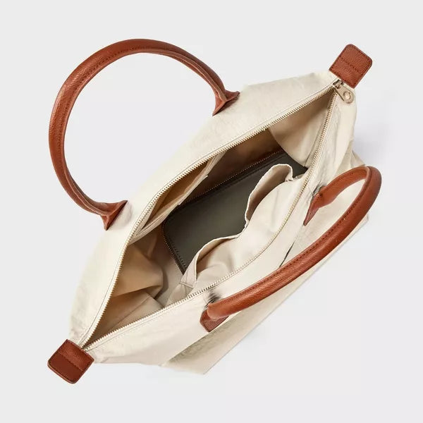 Foundational Tote Beige Handbag – Spacious Elegant Tote for Women