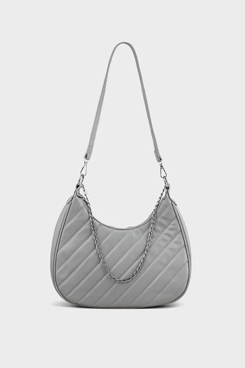 Grey Hobo Handbag BS2073 – Women’s PU Leather Slouchy Bag