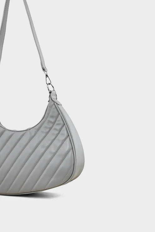 Grey Hobo Handbag BS2073 – Women’s PU Leather Slouchy Bag