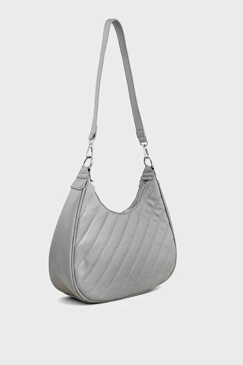 Grey Hobo Handbag BS2073 – Women’s PU Leather Slouchy Bag
