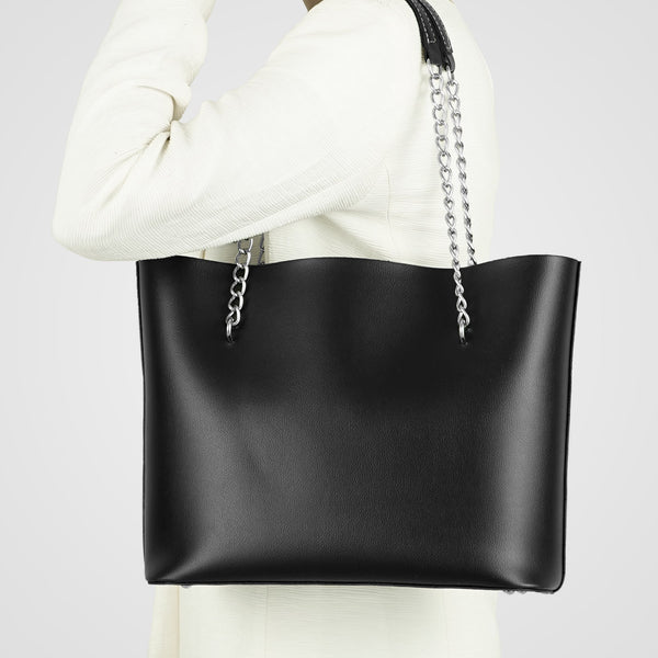 Verona Tote Bag Black – Spacious Stylish Tote for Women